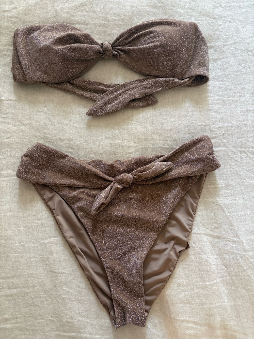 Dippin' Daisy's Shimmery Taupe Bikini Set